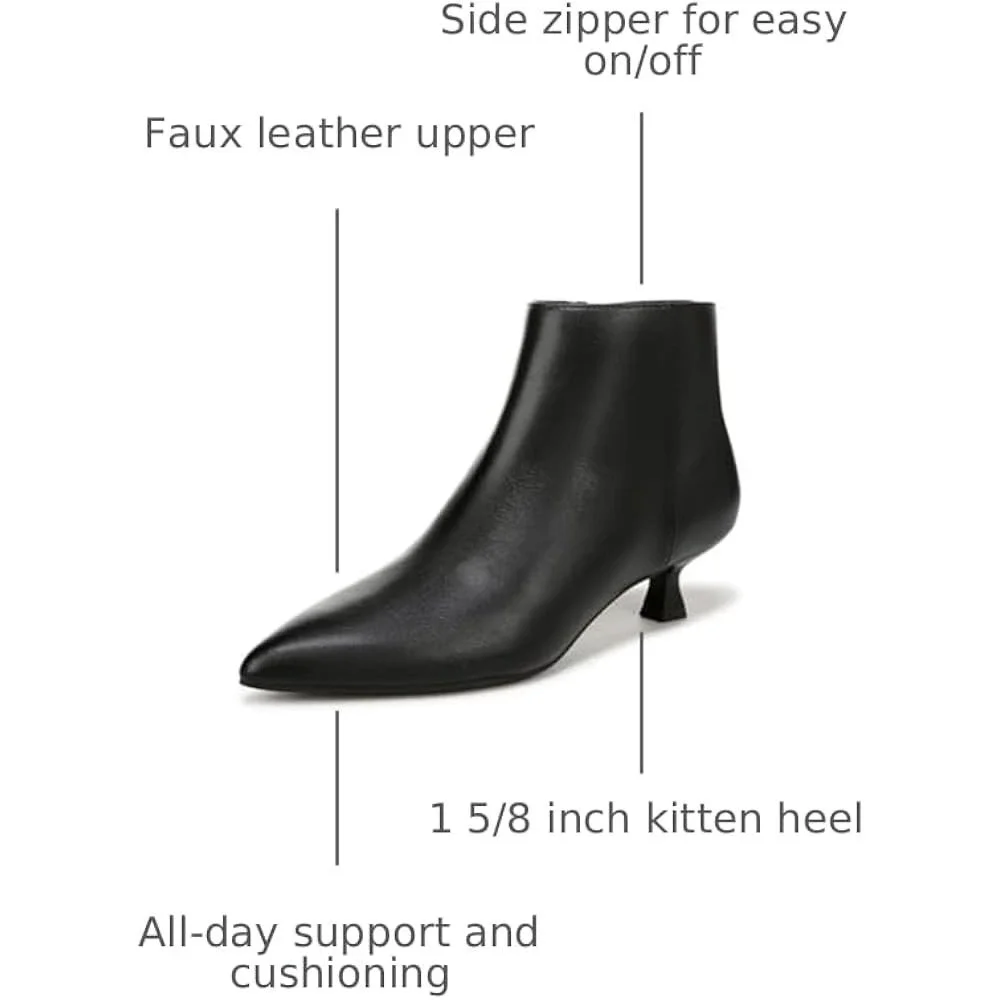 LifeStride Maya Black Ankle Bootie Women 9.5 W Kitten Heel Pointed Toe NEW